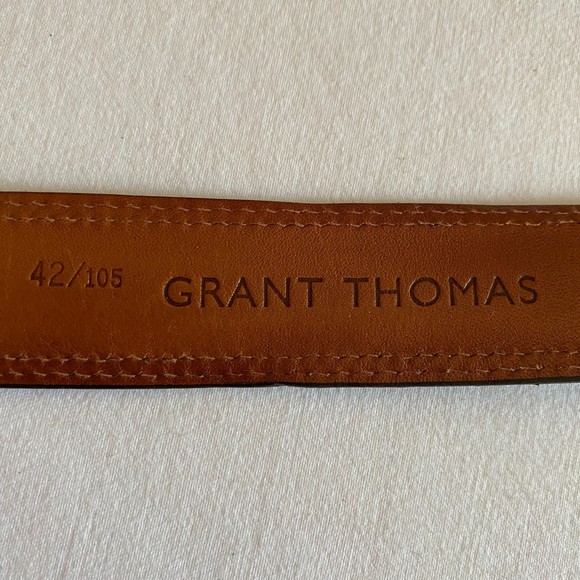 Grant Thomas Mens Belt 42/105 Black Leather Handcrafted In America Double Stitch - Picture 8 of 12